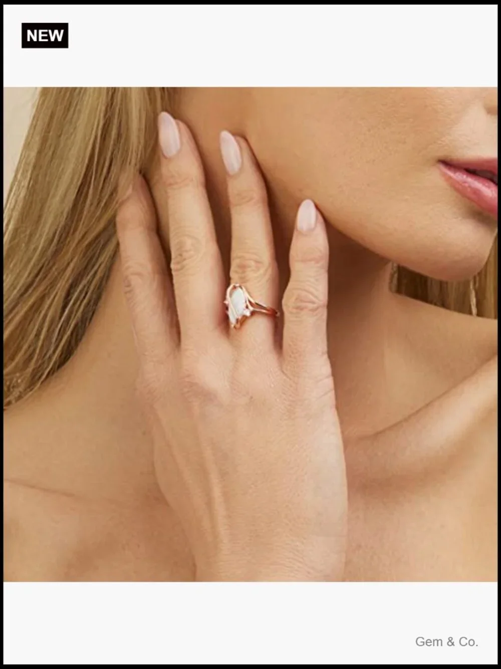 Layered Opal Statement Ring - 18K Gold Plated Synthetic Stone 7
